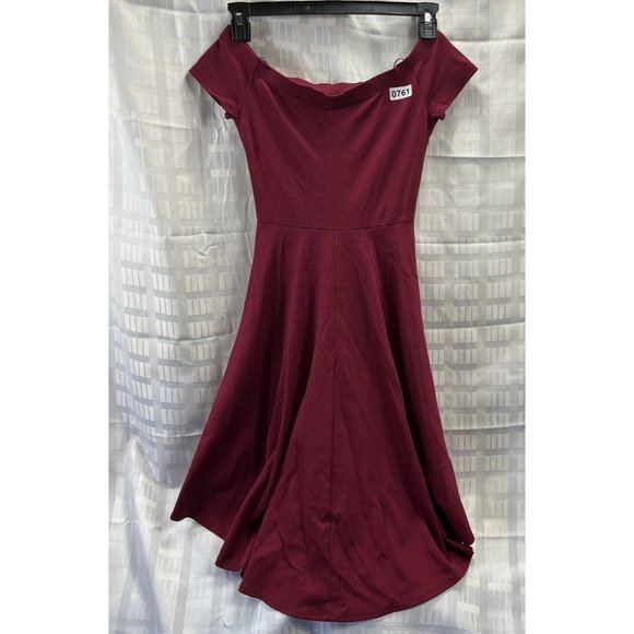 Windsor Womens Dress High Low Stretch Off Shoulder Color Red Burgundy Size S - Picture 16 of 16